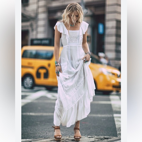 Spell Dresses & Skirts - Spell Bohemian White Crochet Maxi Dress